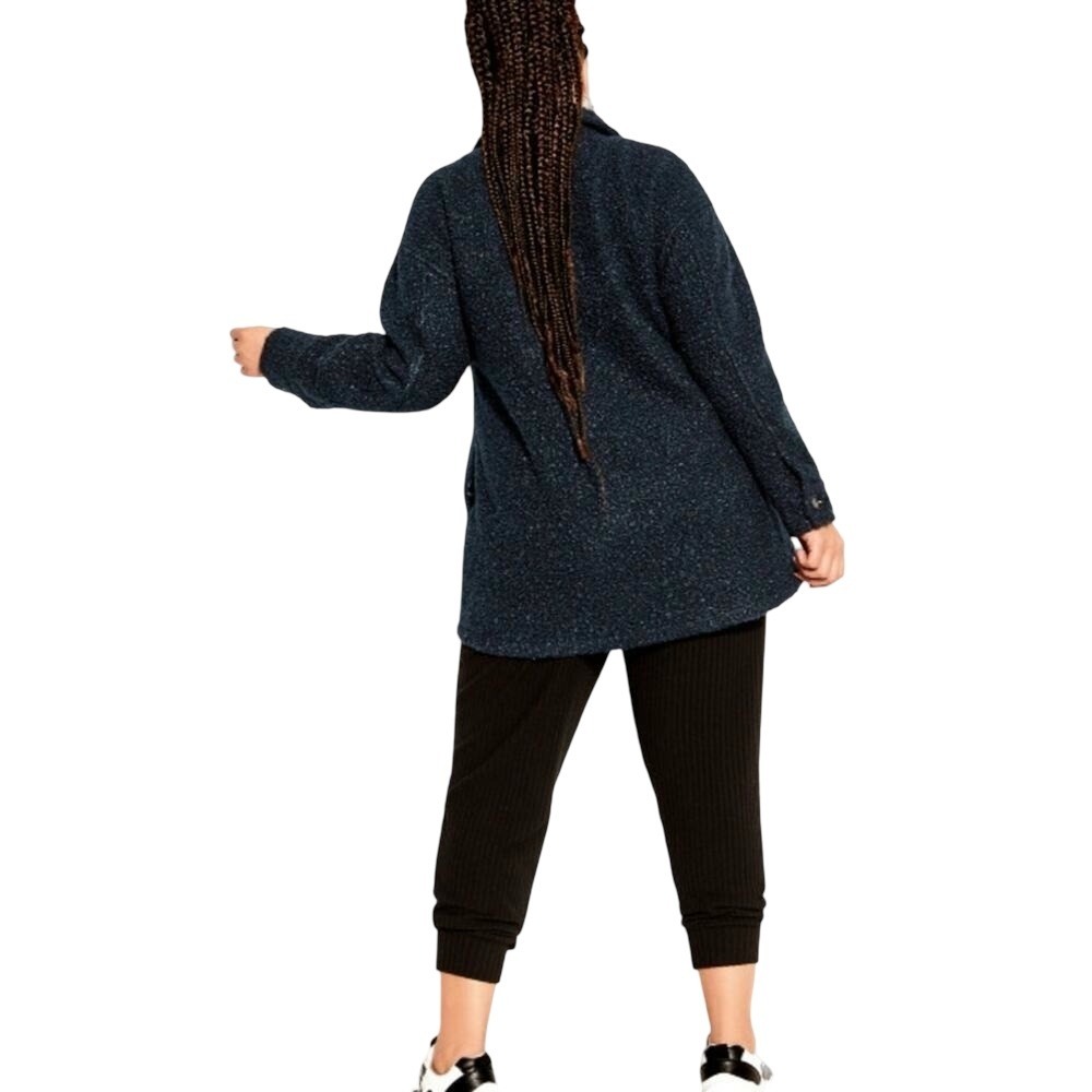 City Chic CCX Teddy Shacke oversized steel blue sherpa style plus size XL 22 NEW - Picture 3 of 9